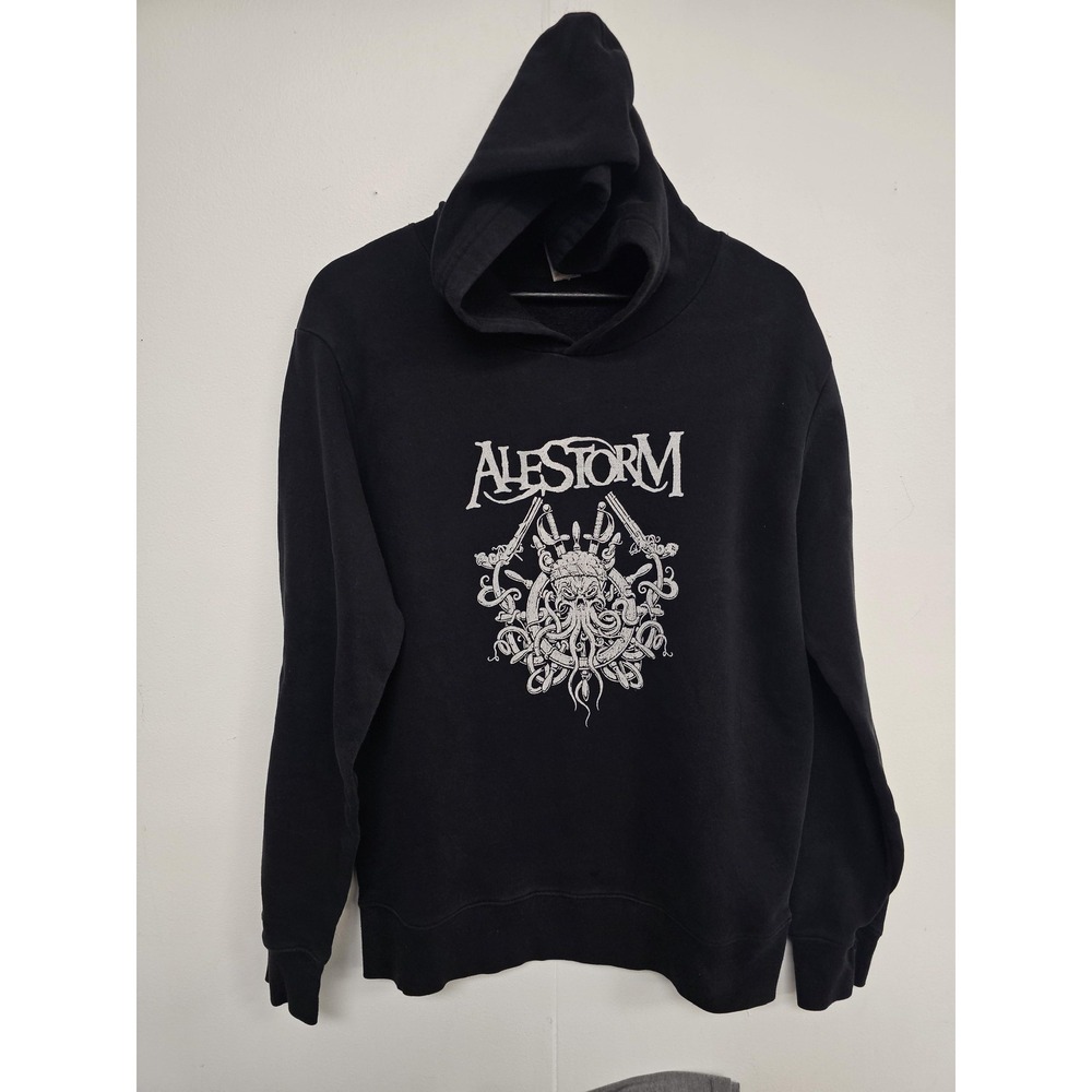Alestorm Hoodie Mens Medium‎ Black Cthulhu Pirate Graphic Fleece Pullover